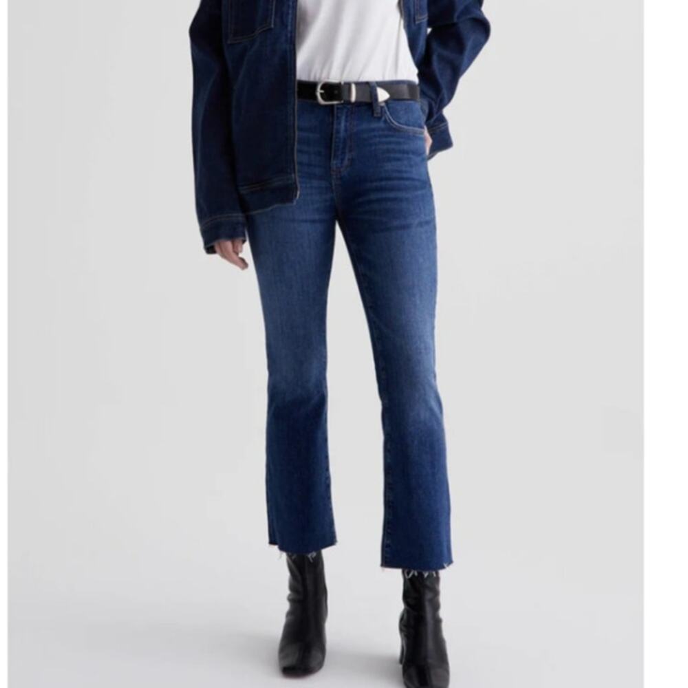 AG Farrah Boot Crop High Rise Fit La Brea Blue Size 28 NWT